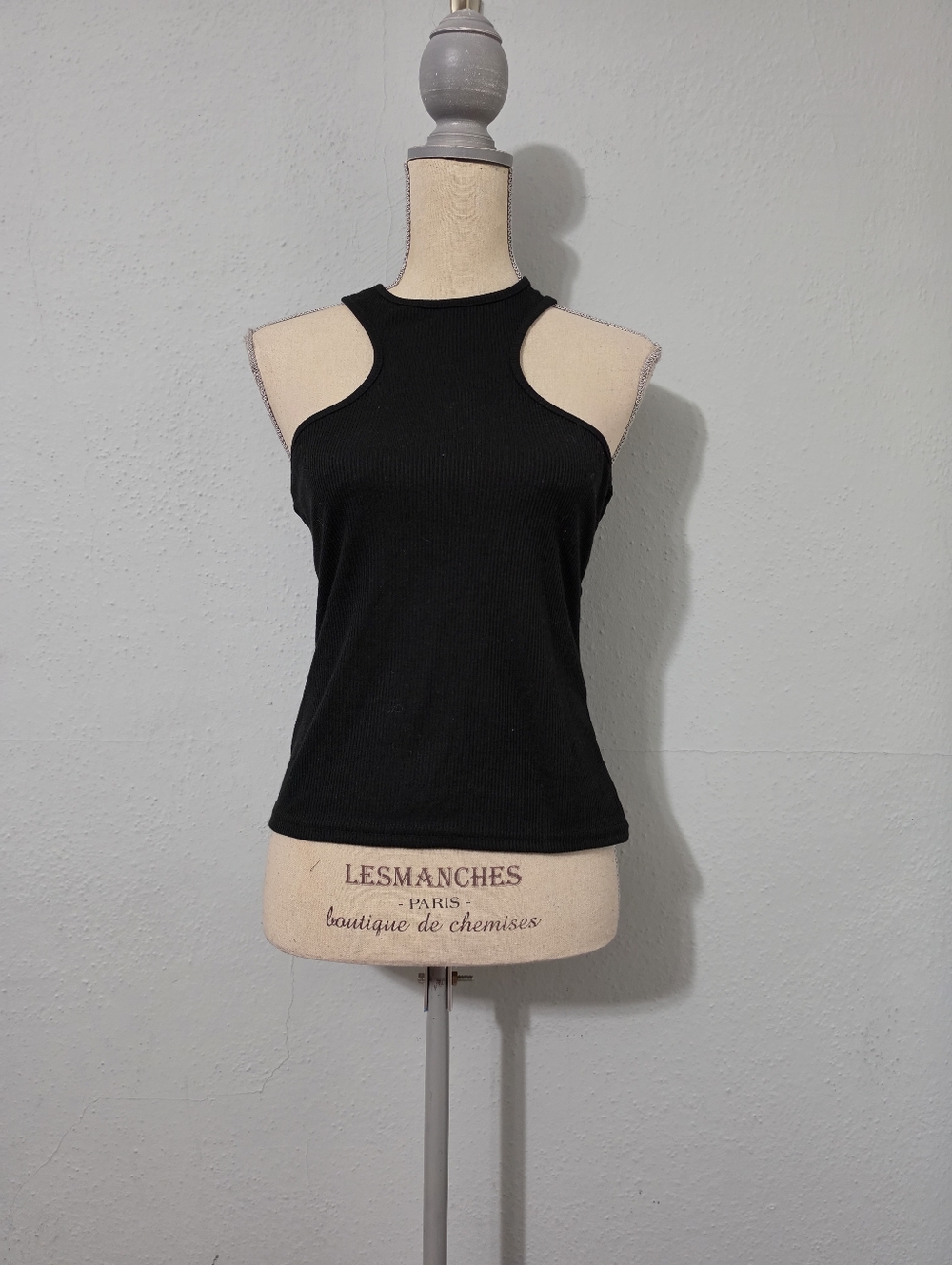 Nasty Gal White Racer Cut Ribbed Stretchy Fitted Black Tank Top NWT 10